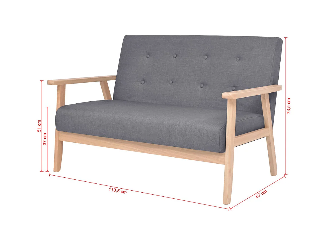 Sofa 2-Sitzer Stoff Dunkelgrau