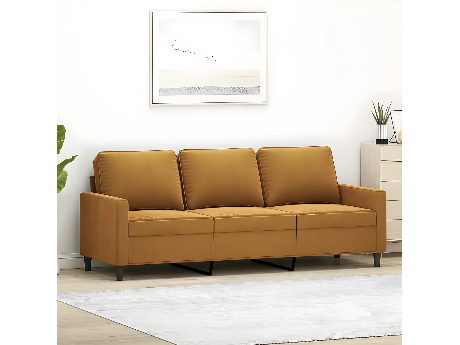 Canapé à 3 places Marron 180 cm Velours