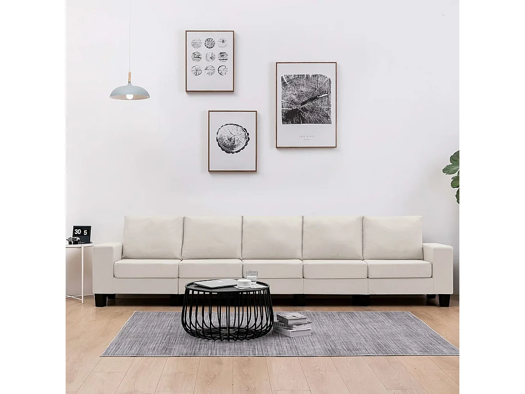 Sofá de 5 lugares tecido cor creme