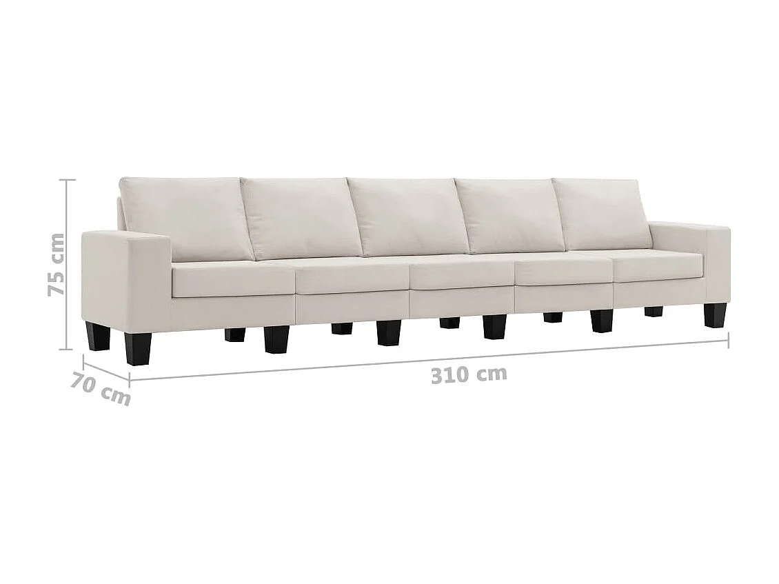 Sofá de 5 lugares tecido cor creme