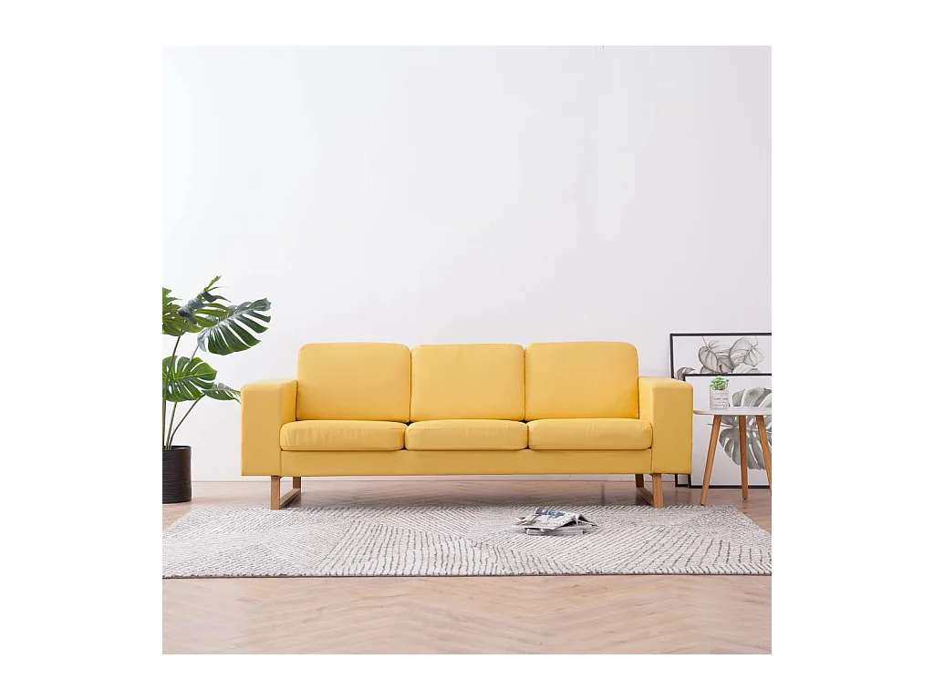 Canapé à 3 places tissu jaune