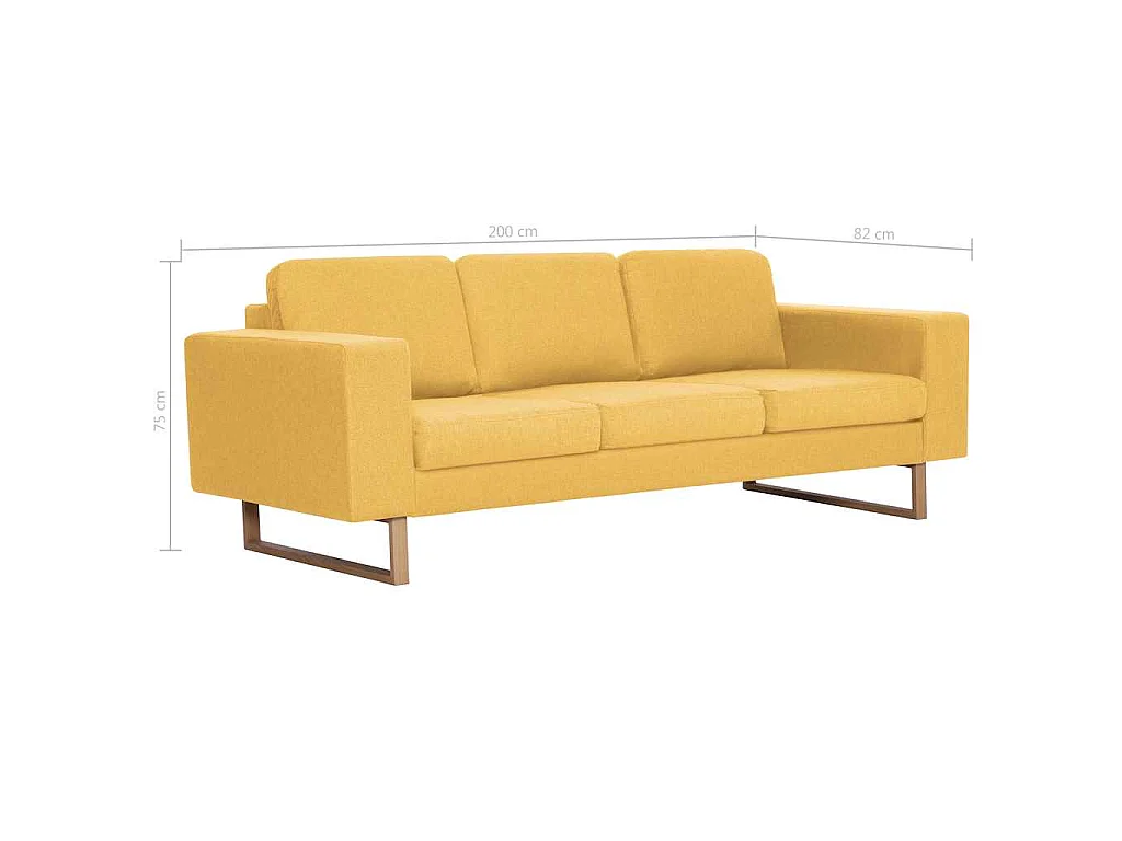 Canapé 3 places en tissu jaune