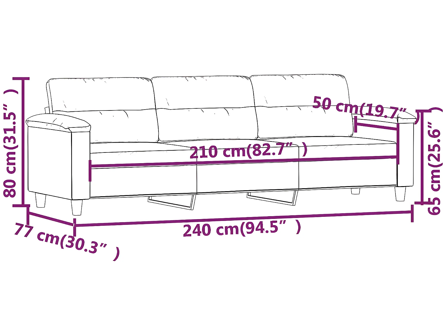 Canapé 3 places en microfibre gris foncé