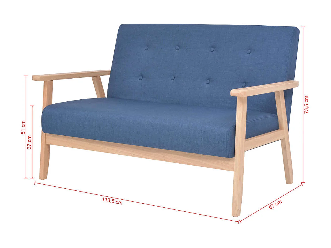 2-Sitzer-Sofa Stoff Blau