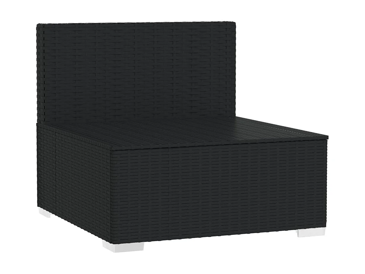 3-Sitzer-Sofa mit Kissen Schwarz Poly Rattan