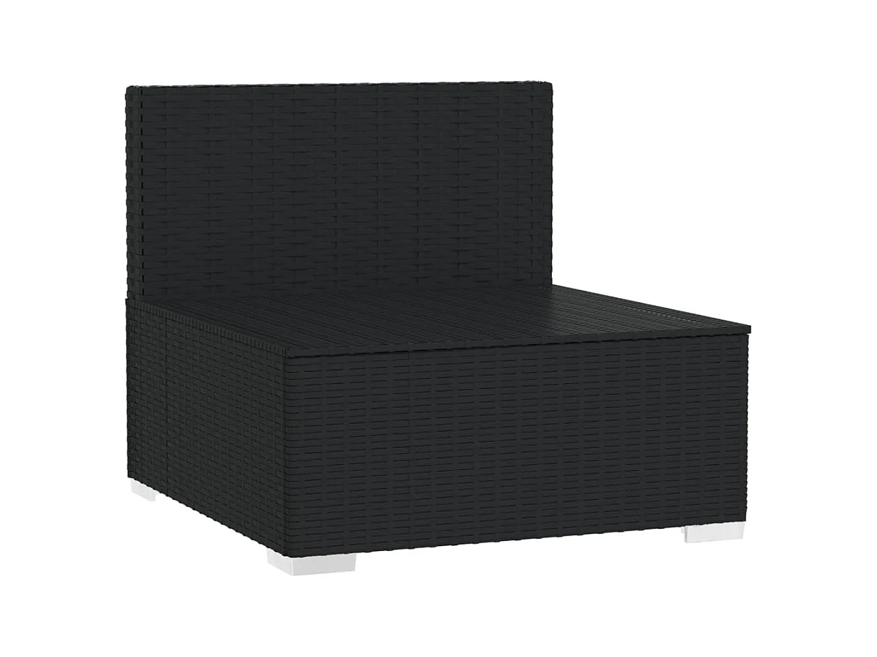 Divano a 3 Posti con Cuscini in Polyrattan Nero