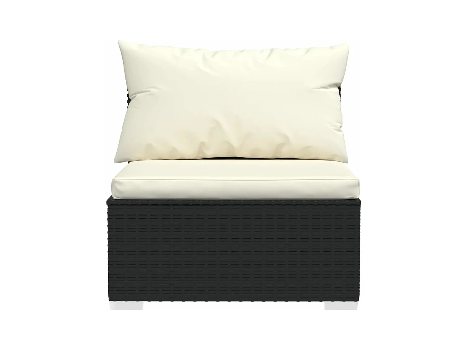 Divano a 3 Posti con Cuscini in Polyrattan Nero