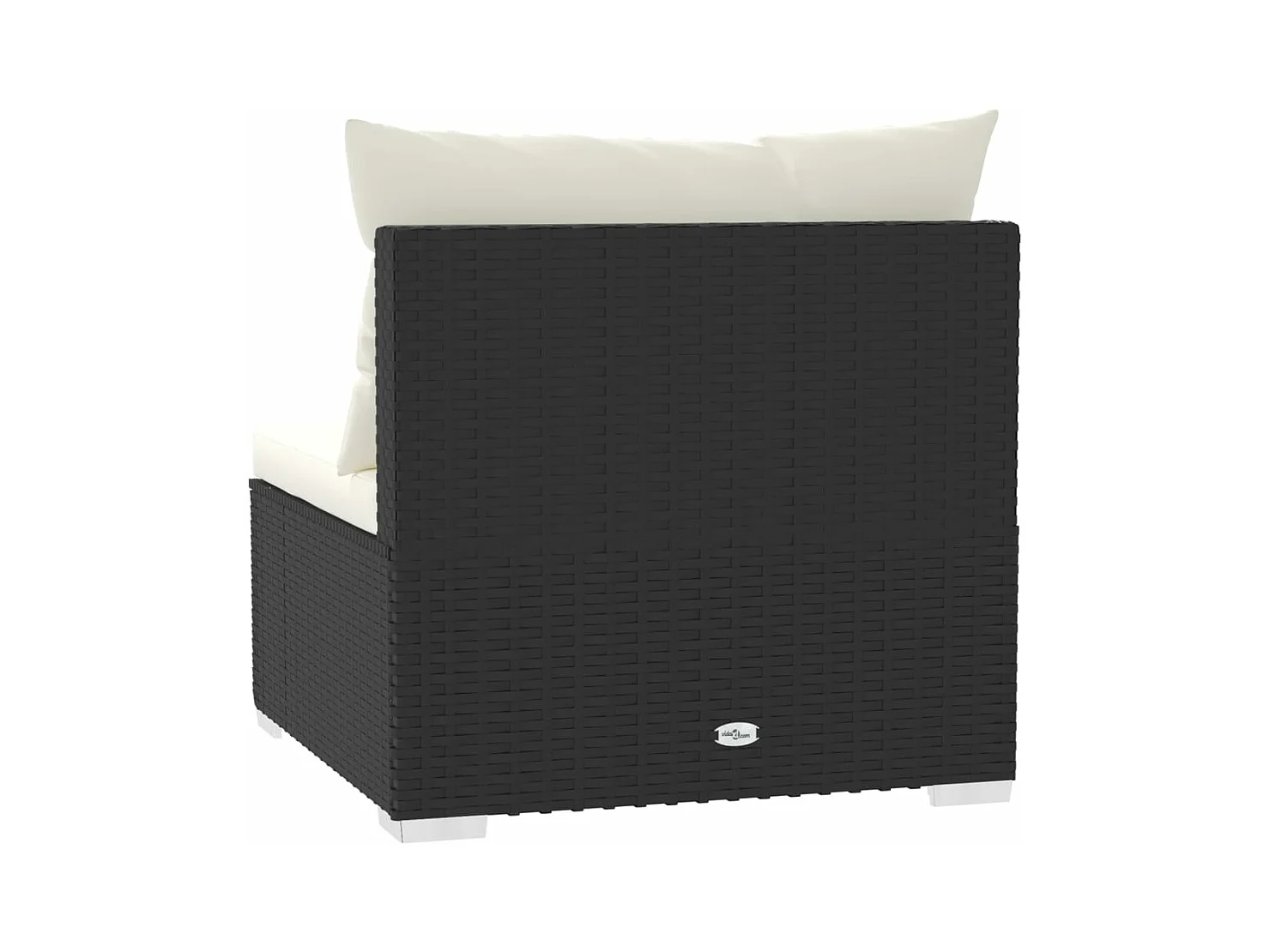 Divano a 3 Posti con Cuscini in Polyrattan Nero
