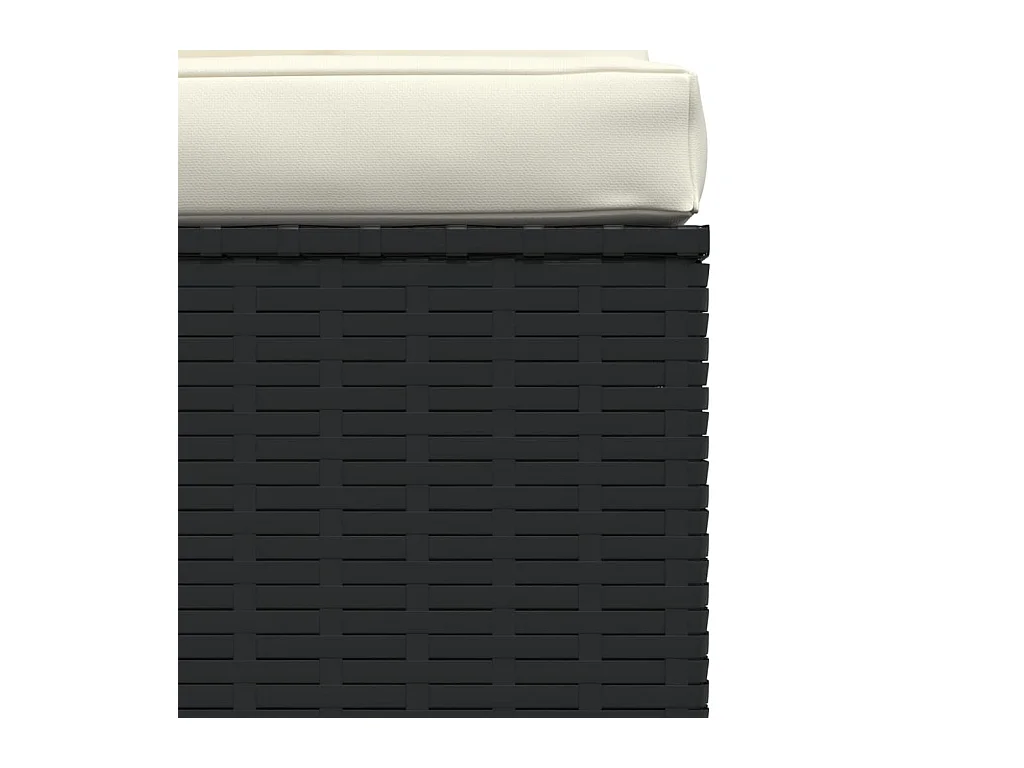Divano a 3 Posti con Cuscini in Polyrattan Nero