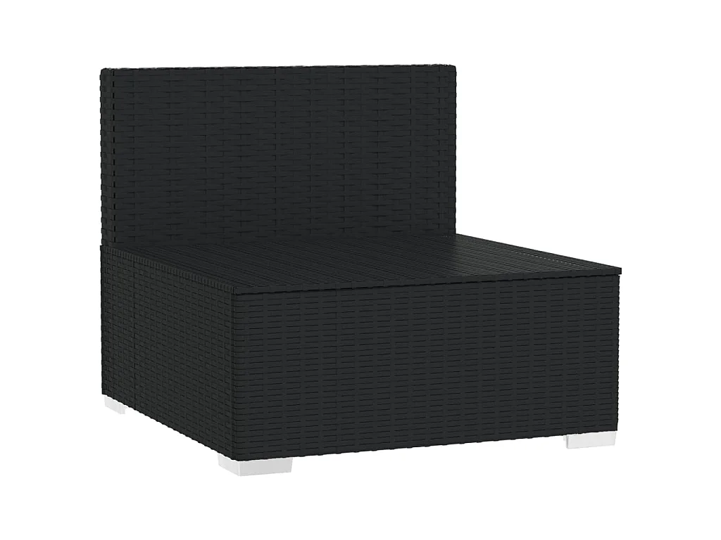 Divano a 3 Posti con Cuscini in Polyrattan Nero