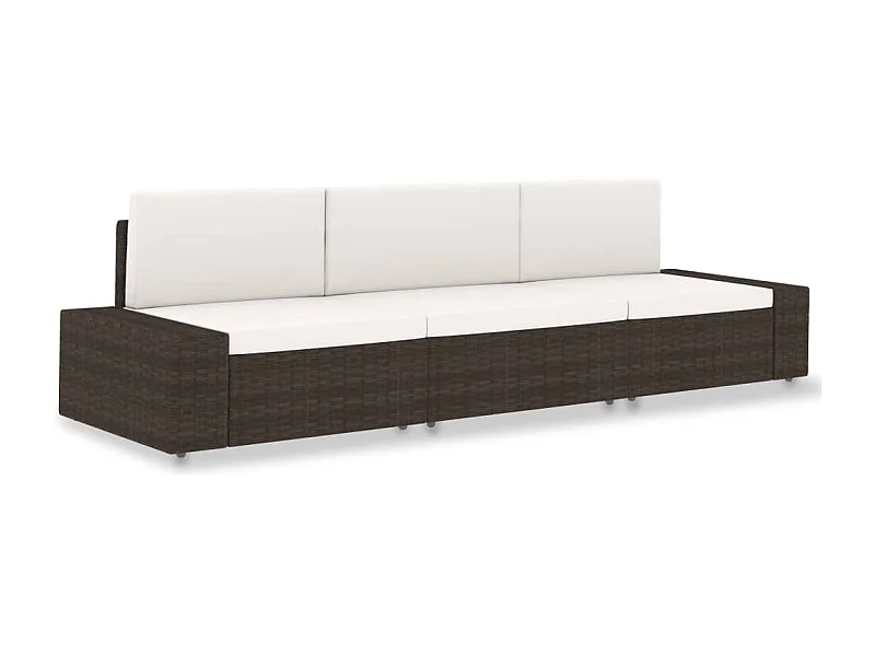 Modulares 3-Sitzer-Sofa Poly Rattan Braun