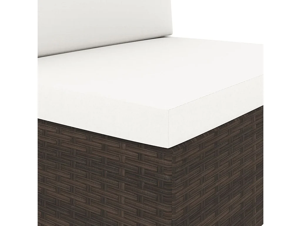 Driezitsbank sectioneel poly rattan bruin