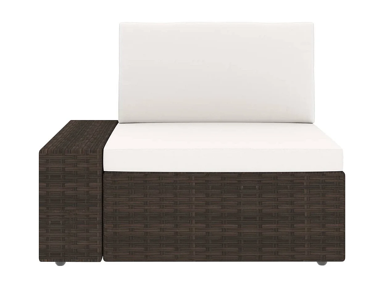 Driezitsbank sectioneel poly rattan bruin