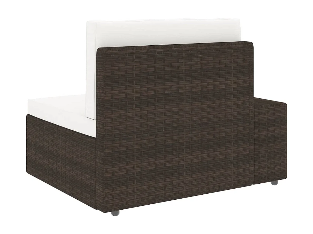 Driezitsbank sectioneel poly rattan bruin