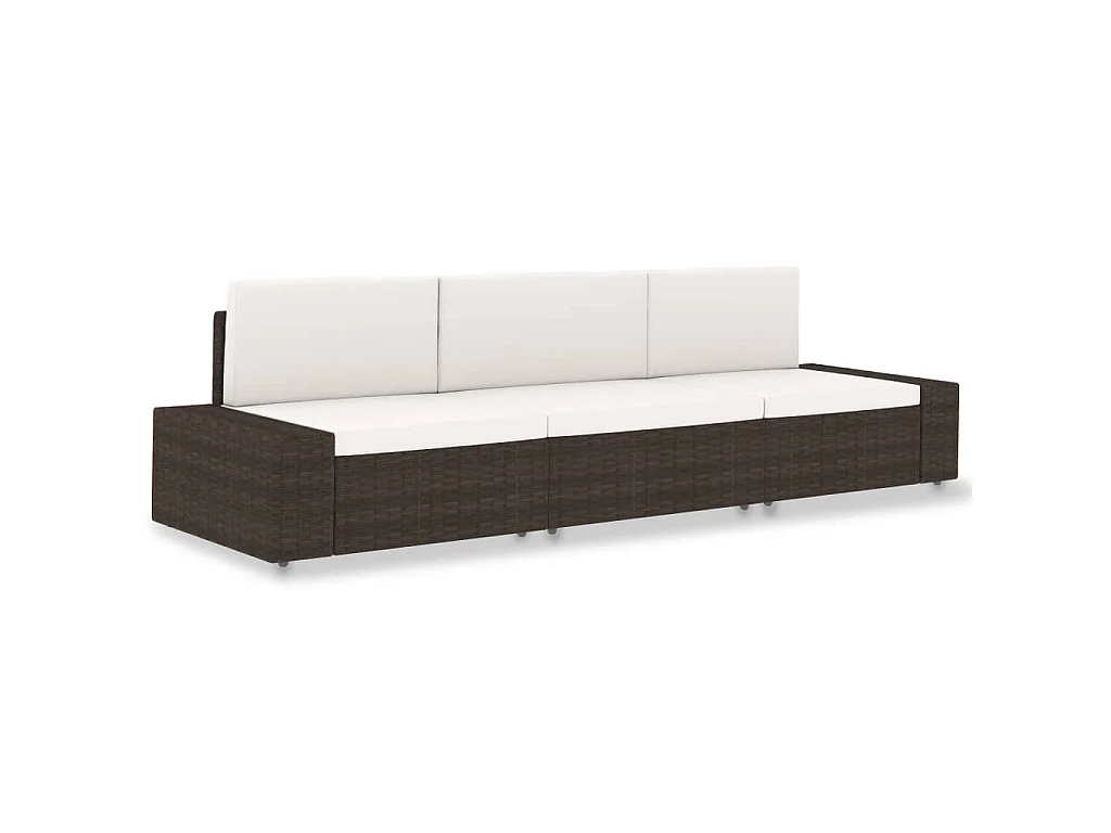 Modulares 3-Sitzer-Sofa Poly Rattan Braun