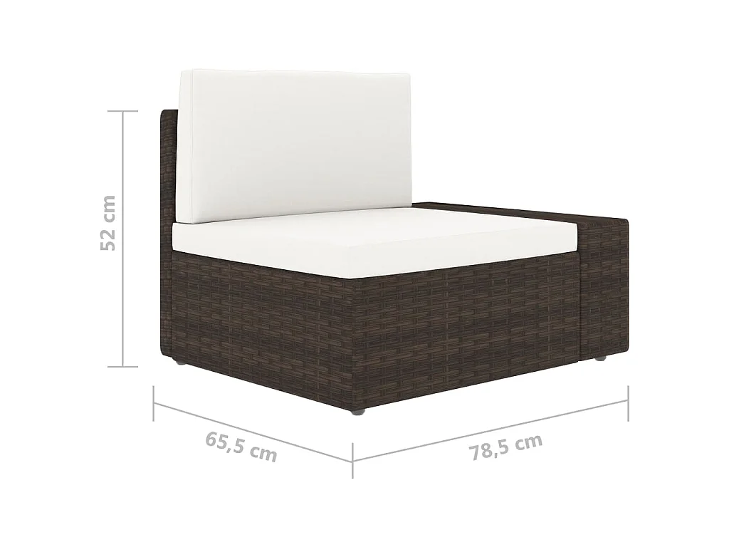 Modulares 3-Sitzer-Sofa Poly Rattan Braun