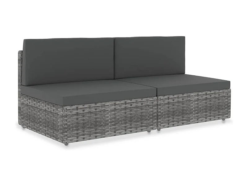 Modulares 2-Sitzer-Sofa Poly Rattan Grau