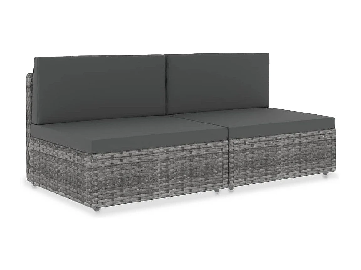 Modulares 2-Sitzer-Sofa Poly Rattan Grau