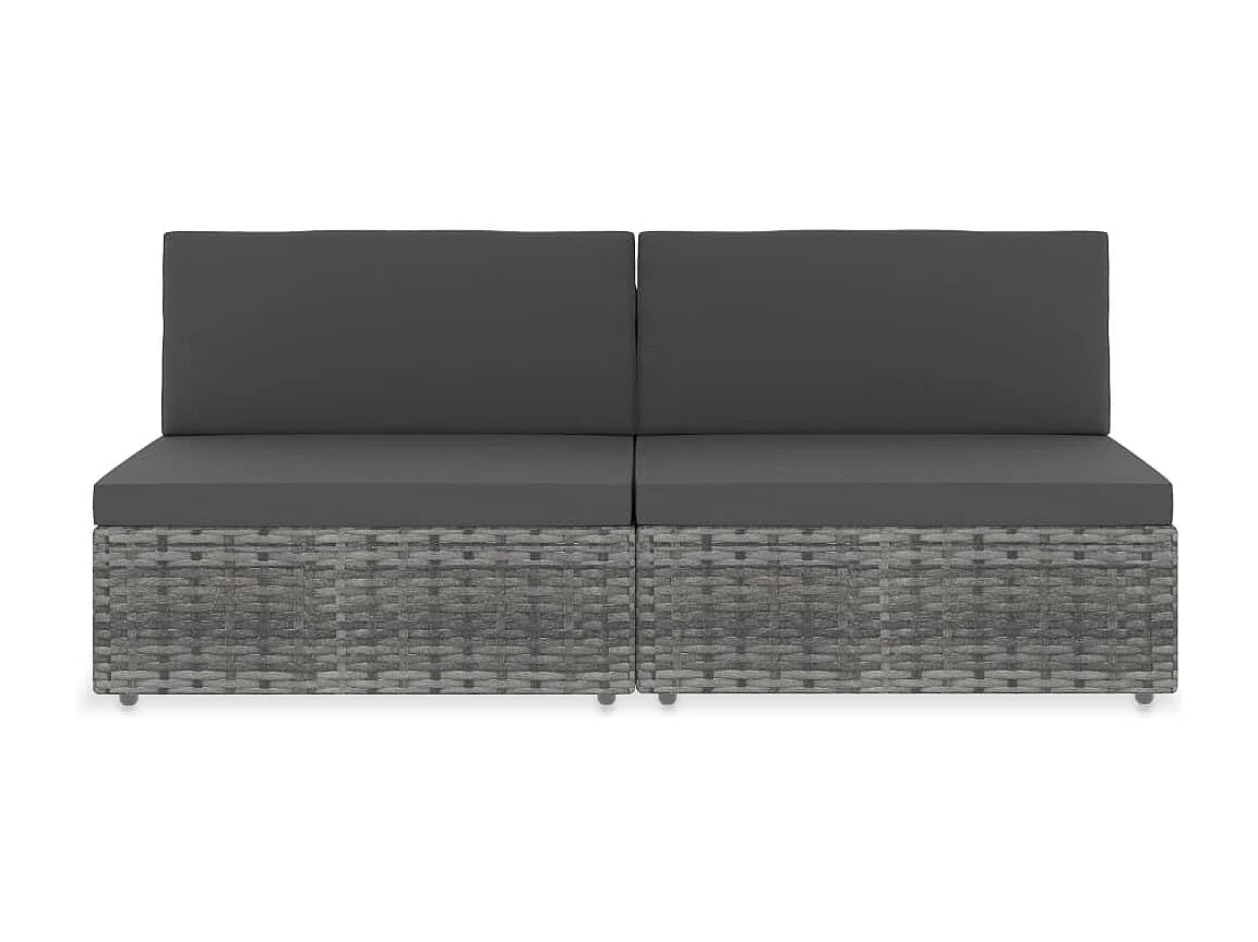 Modulares 2-Sitzer-Sofa Poly Rattan Grau