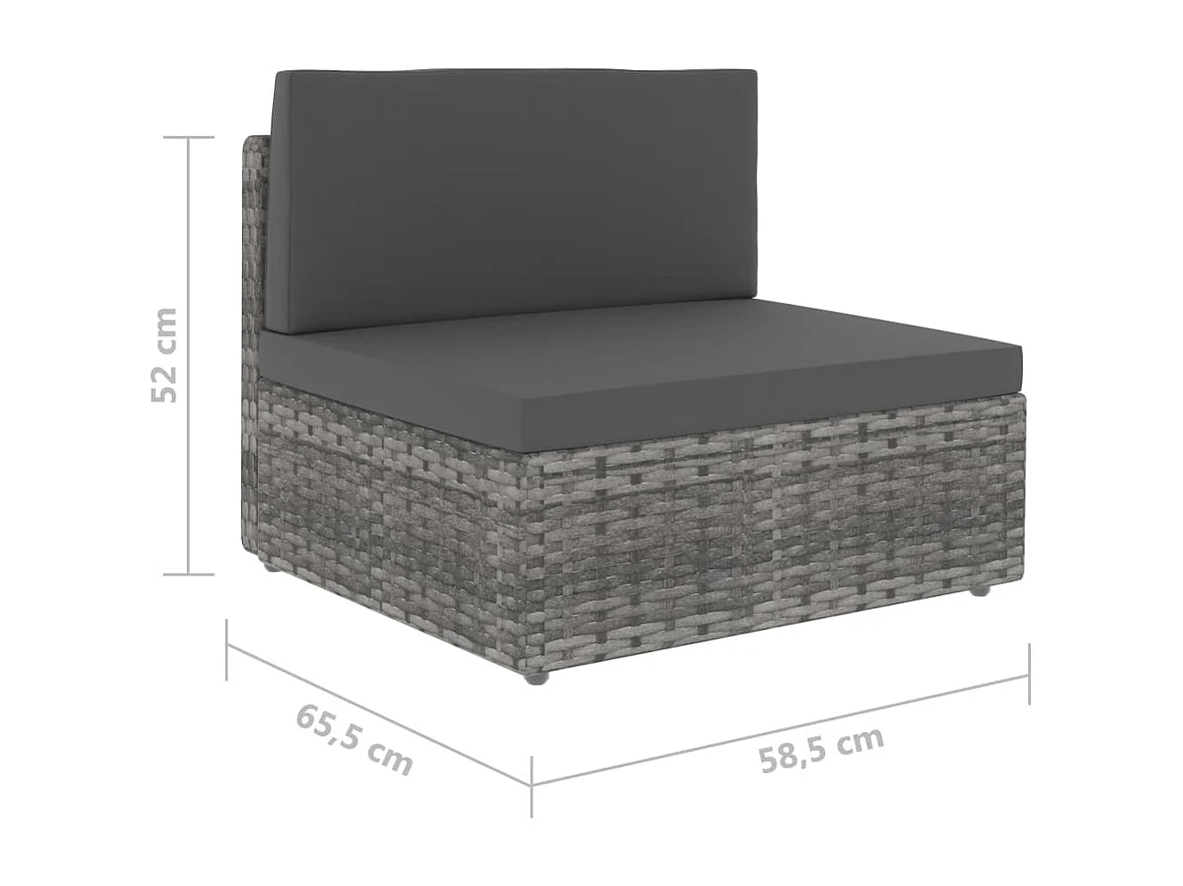 Canapé sectionnel 2 places Résine tressée Gris