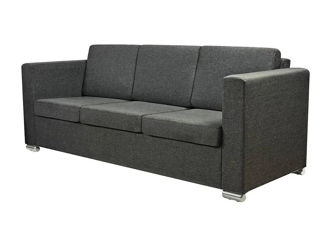 Canapé à 3 places Tissu Gris foncé