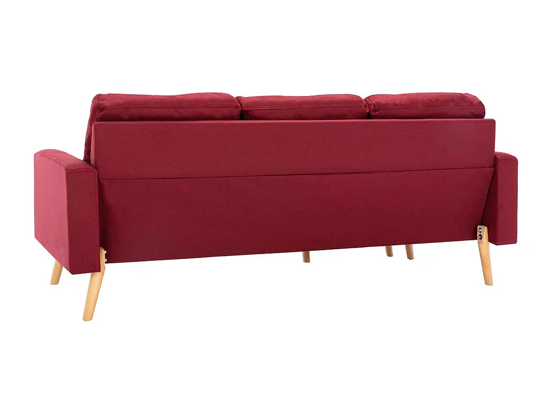 3-Sitzer-Sofa mit Hocker Weinrot Stoff