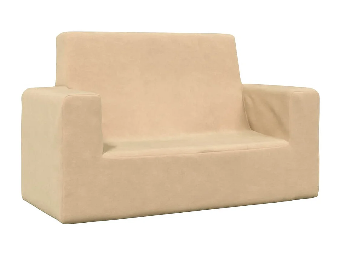 Divano per Bambini a 2 Posti Crema in Morbido Peluche