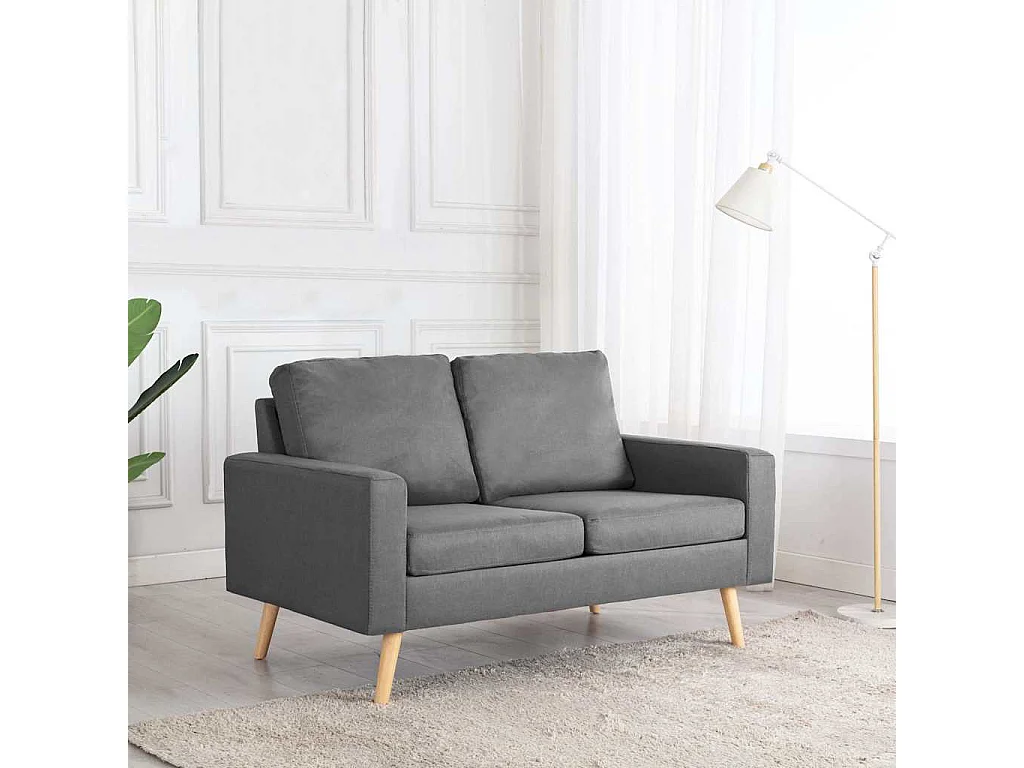 2-Sitzer-Sofa Hellgrau Stoff