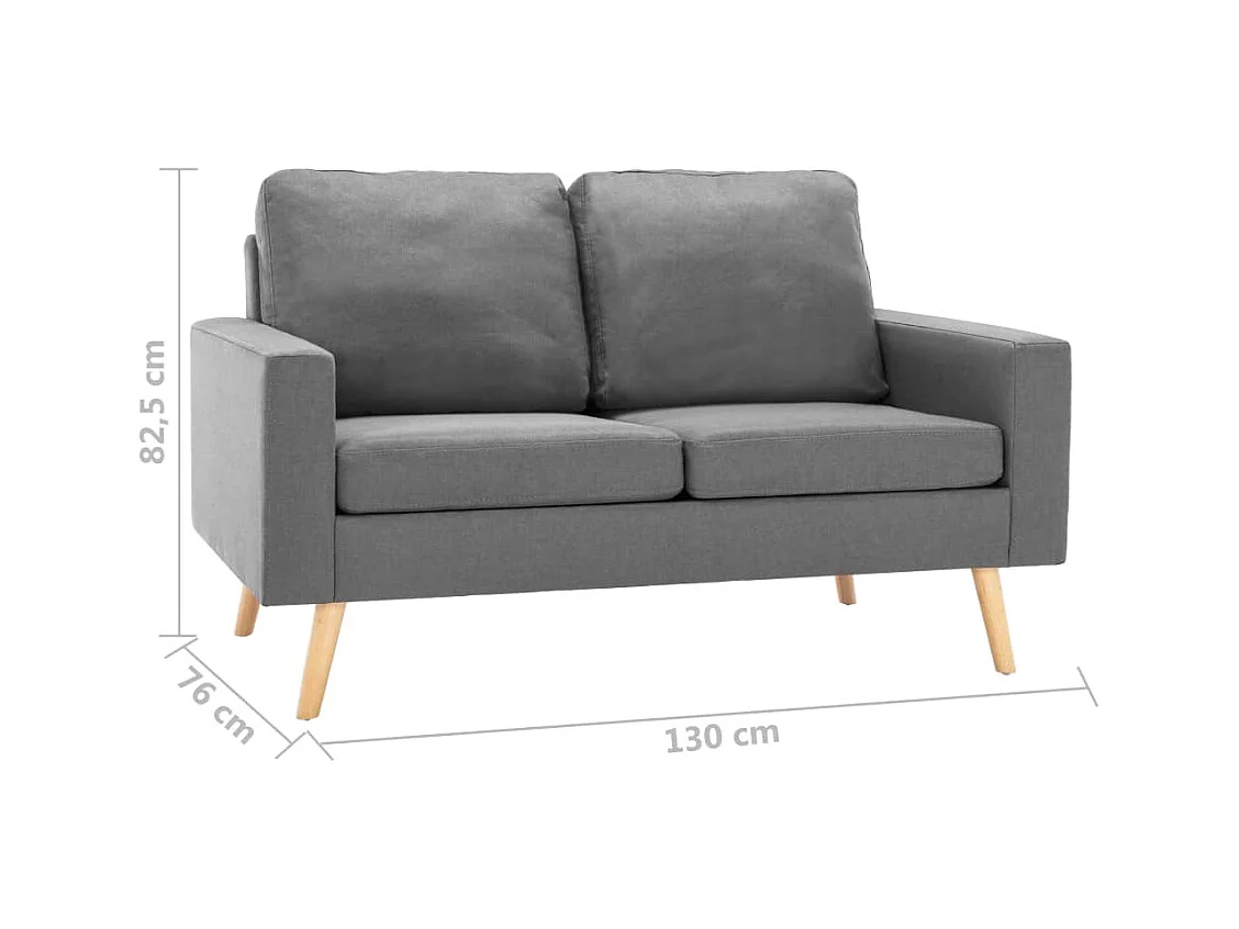 Tweezitsbank stof lichtgrijs