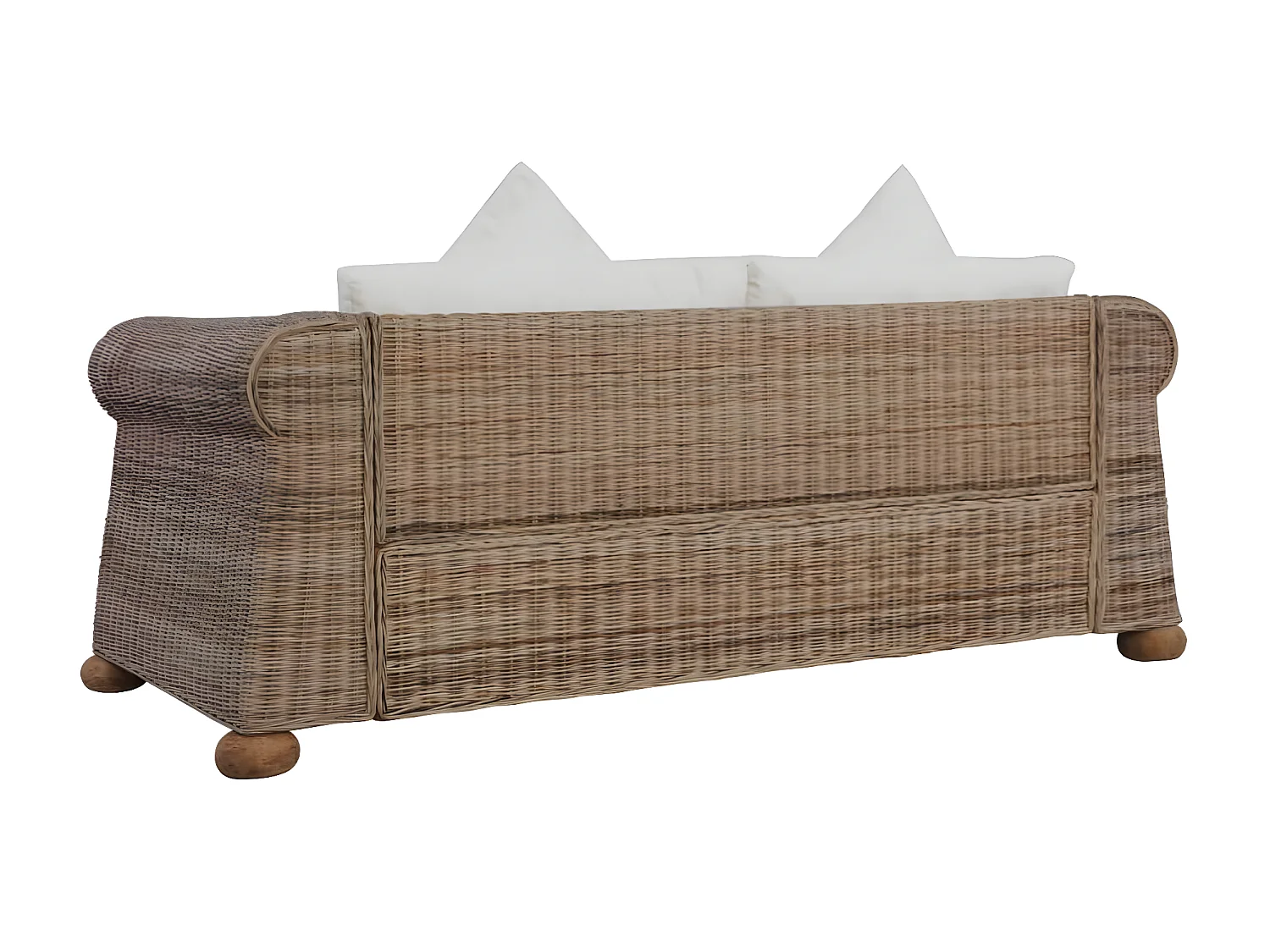 Divano a 2 Posti con Cuscini in Rattan Naturale