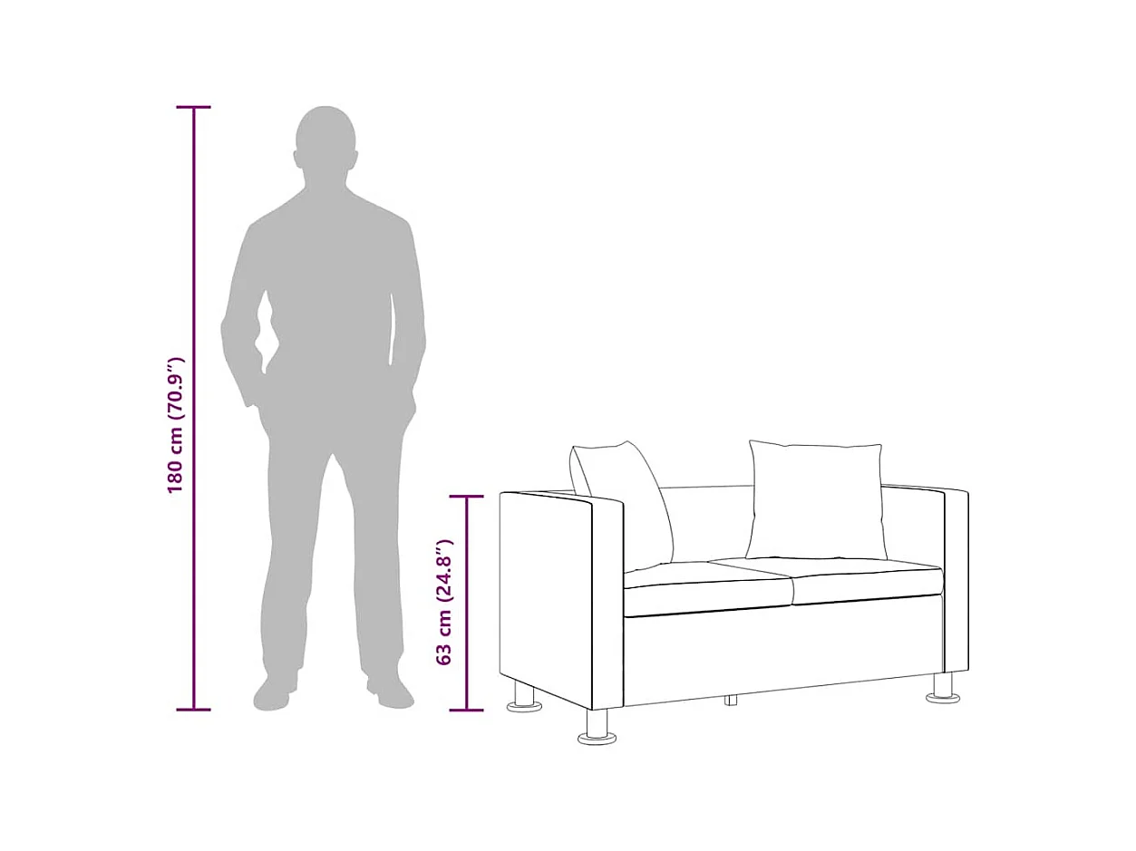 2-Sitzer-Sofa Kunstleder Weiß