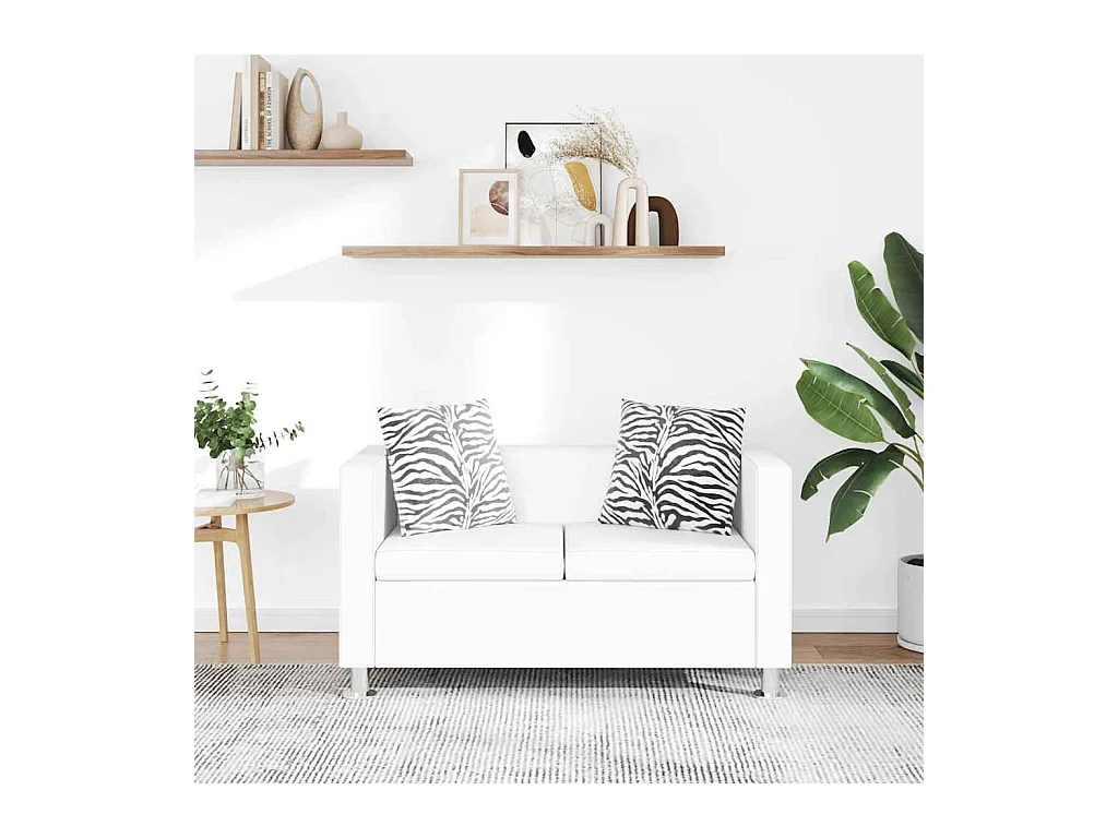 2-Sitzer-Sofa Kunstleder Weiß