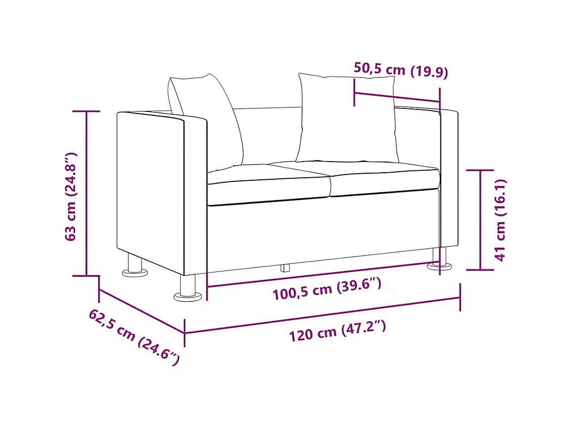2-Sitzer-Sofa Kunstleder Weiß