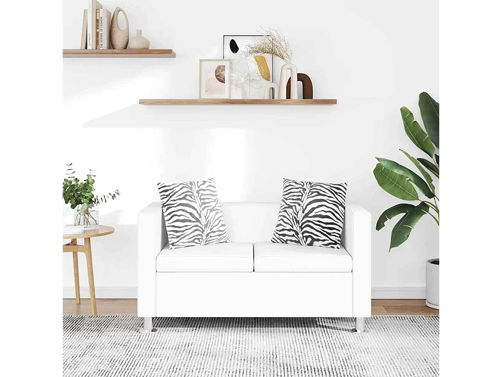 Canapé à 2 places cuir artificiel blanc