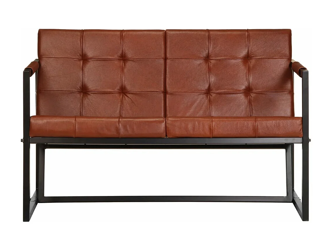 Divano a 2 Posti Marrone in Vera Pelle di Capra