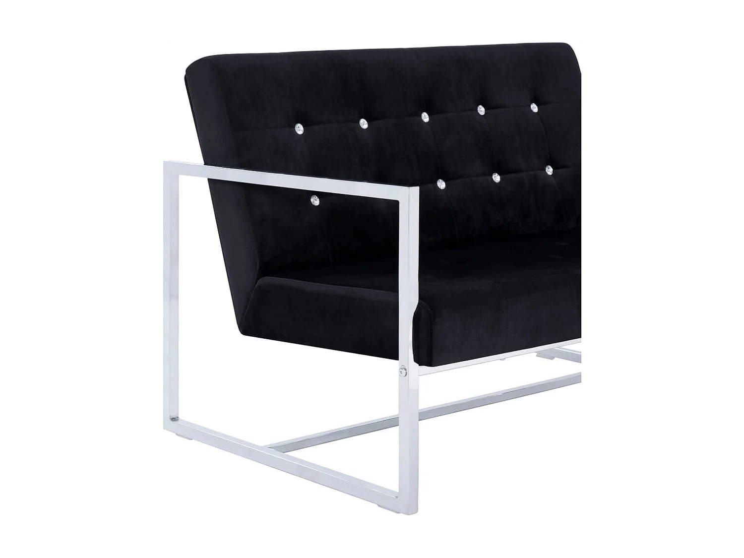 Canapé 2 places avec accoudoirs Noir Chrome et velours