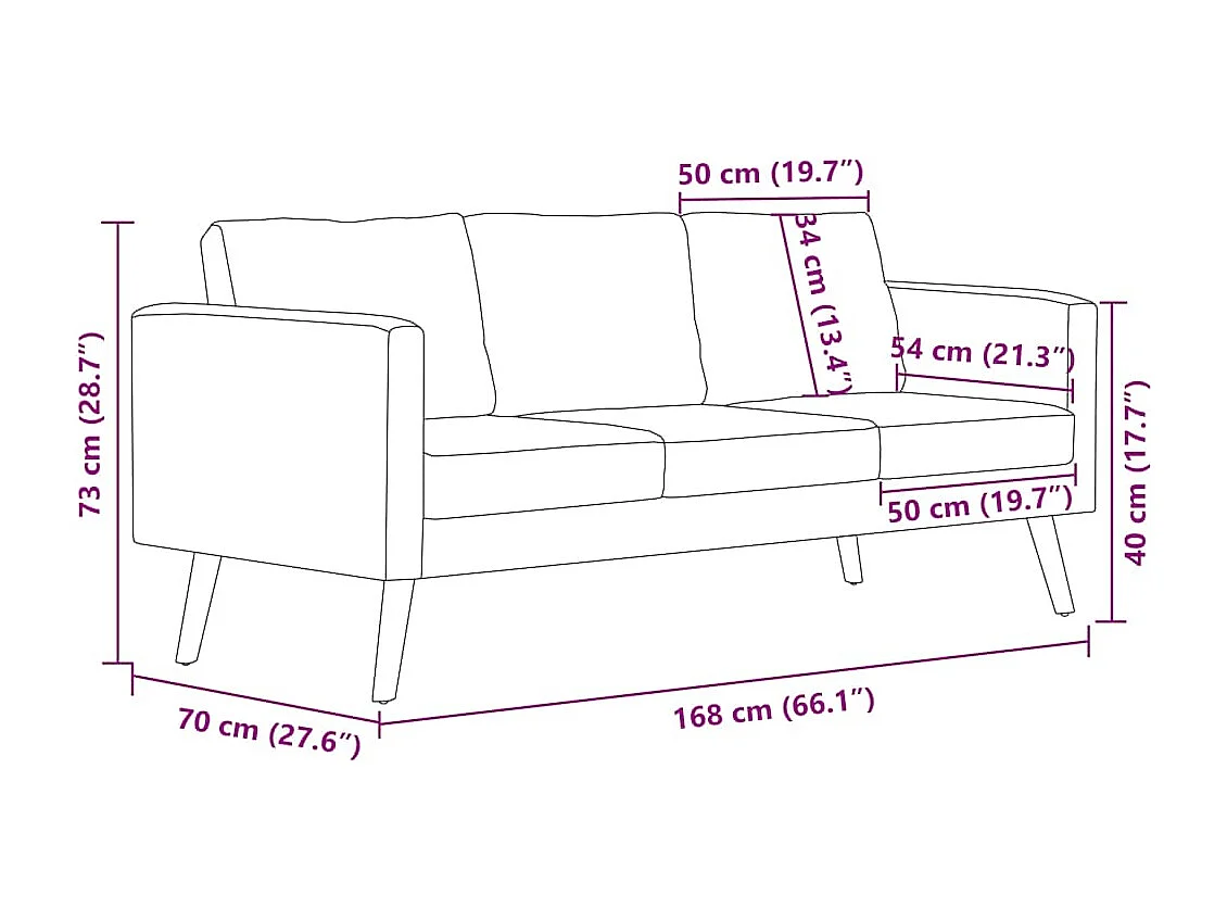 Sofa 3-Sitzer Stoff Hellgrau