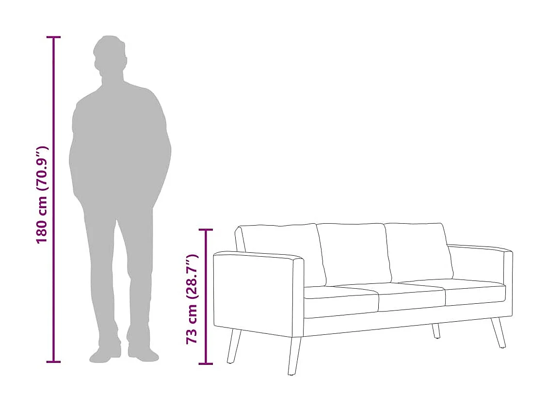 Sofa 3-Sitzer Stoff Hellgrau