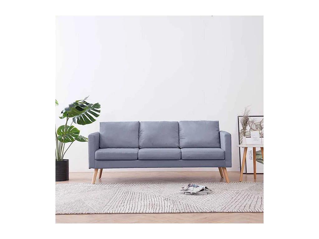Canapé à 3 places Tissu Gris clair