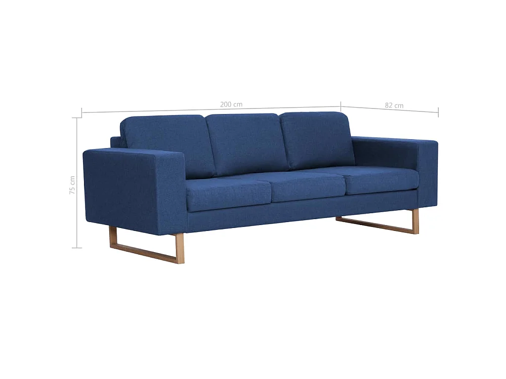 Driezitsbank stof blauw