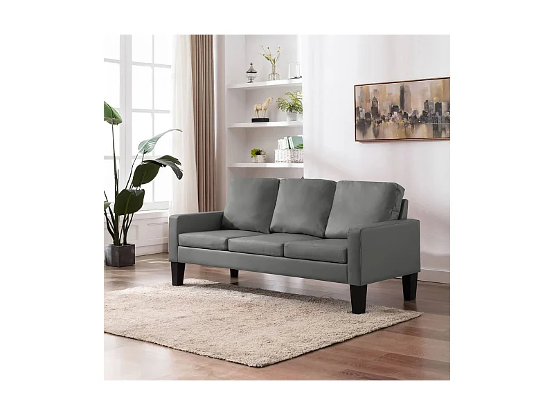 3-Sitzer-Sofa Grau Kunstleder