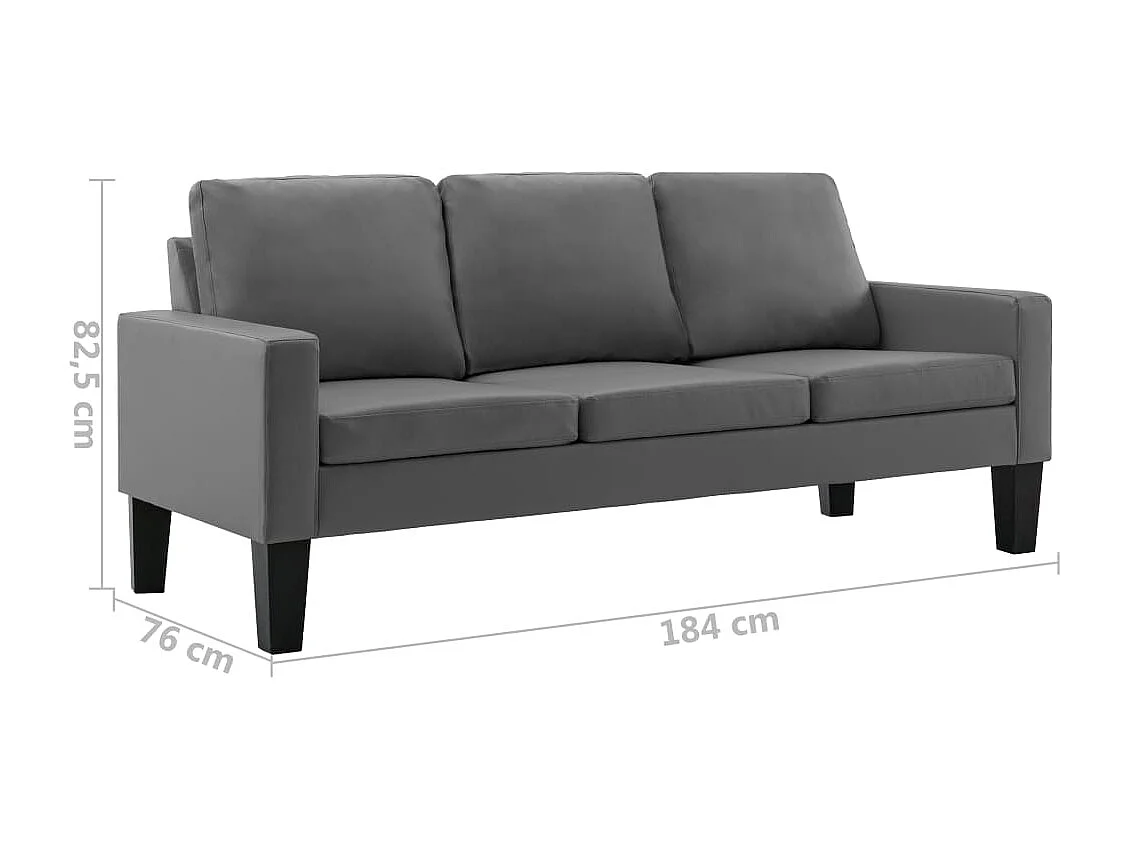Canapé à 3 places Gris Similicuir