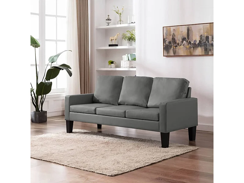Canapé à 3 places Gris Similicuir