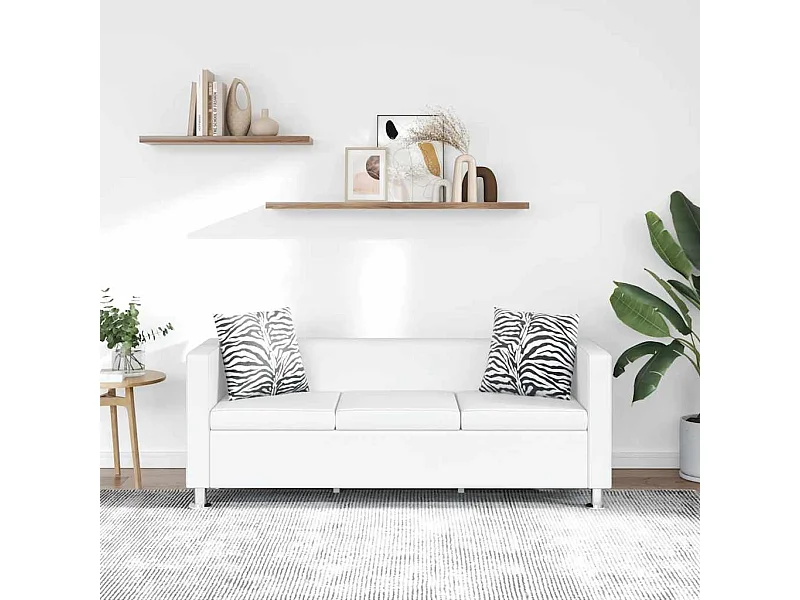 Sofá de 3 lugares couro artificial branco
