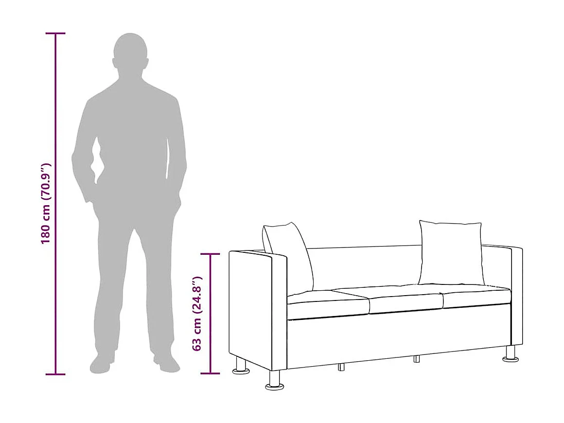 Driezitsbank kunstleer wit