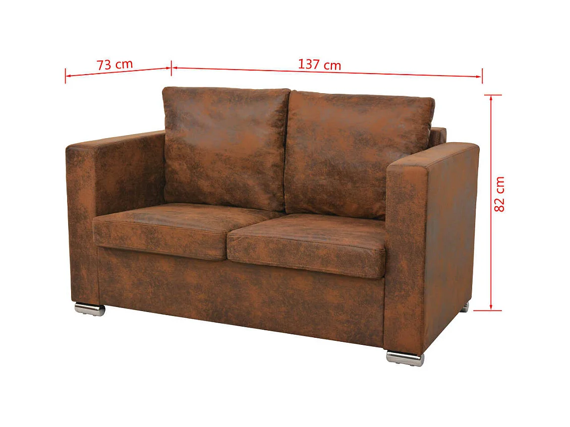 Sofa 2-Sitzer 137x73x82 cm Wildleder-Optik
