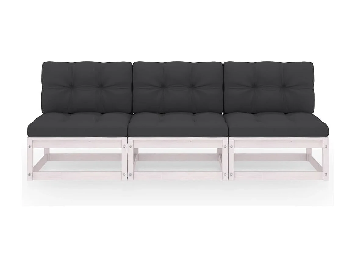 Canapé 3 places avec coussins Bois de pin massif