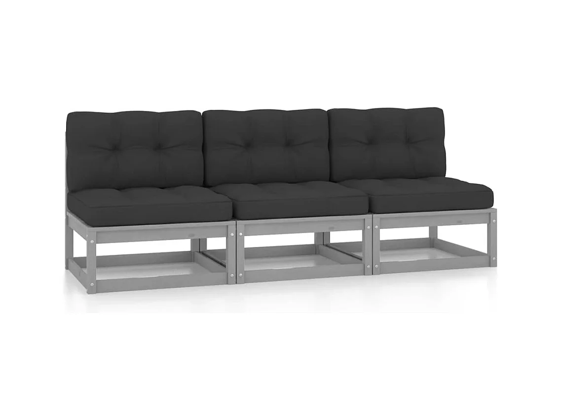 3-Sitzer-Sofa mit Kissen Kiefer Massivholz