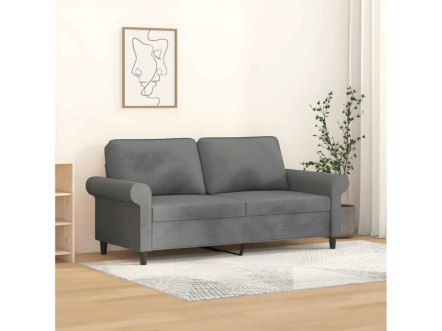Canapé à 2 places Gris foncé 140 cm Tissu