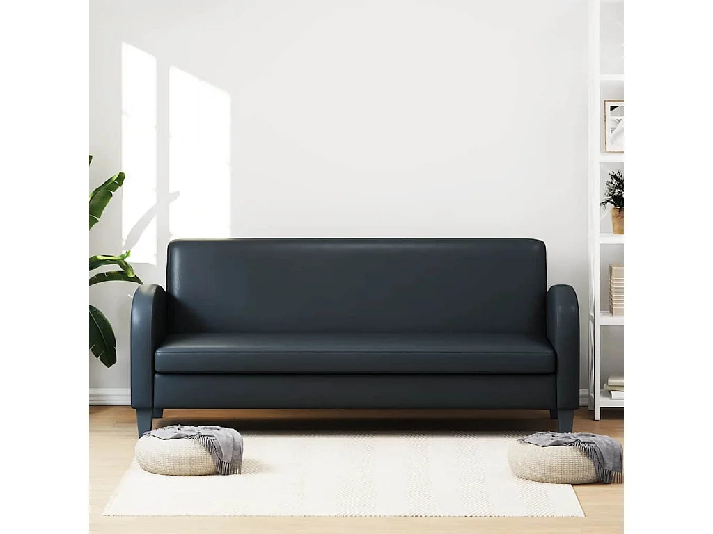 Divano a 3 Posti in Pelle Sintetica Nero